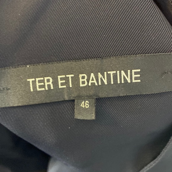 TER ET BANTINE Navy Sleeveless V Neck Viscose Steath Dress Size 46IT 10USA - Picture 14 of 16